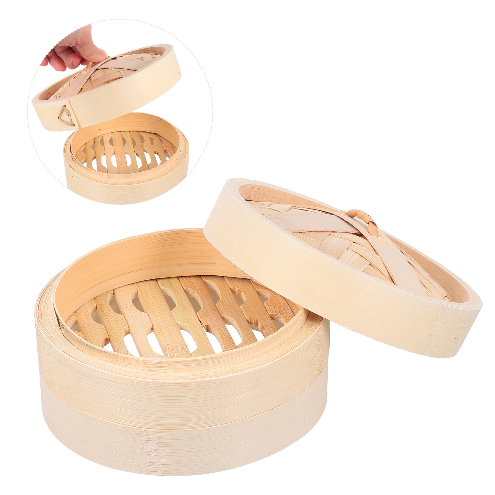 Steamer Bamboo Set - 1 Set Bamboo Basket Dim Sum