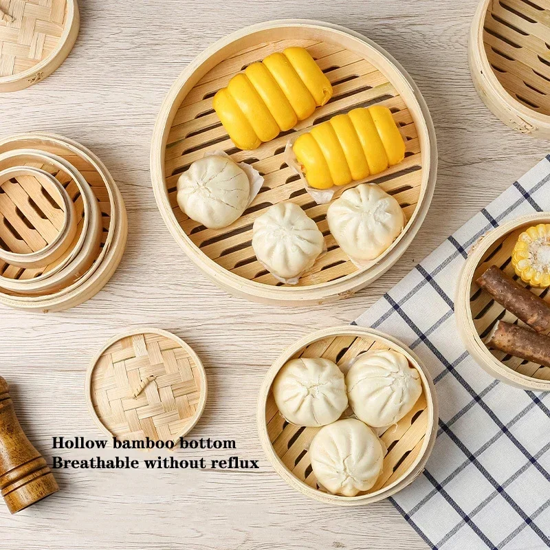 Steamer Bamboo Set - 1/2/3 Layer Bamboo Steamer With Cover