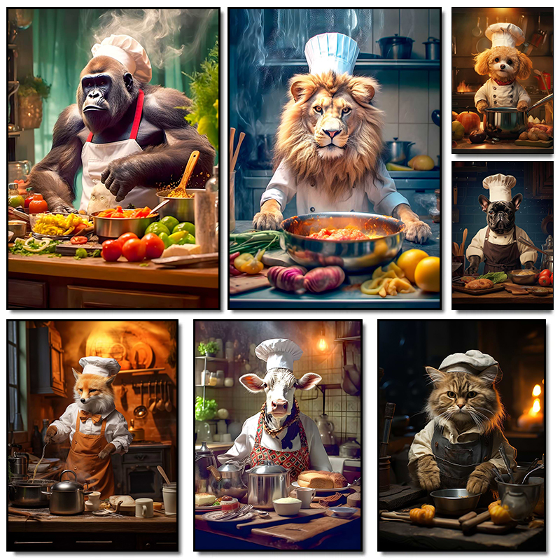 Home Cooking For Dogs - Funny Animal Fox Dog Lion Kitchen