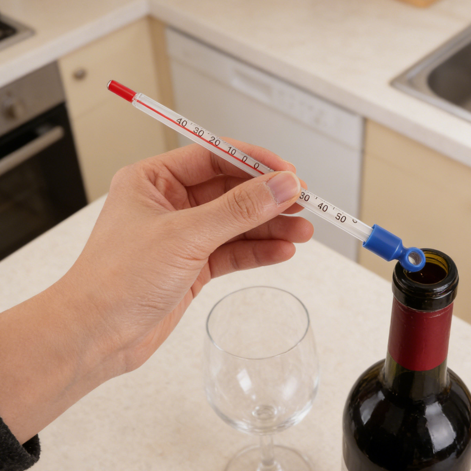 Glass Wine Thermometer Easy Re - Home Cooking Reading のレビューと価格