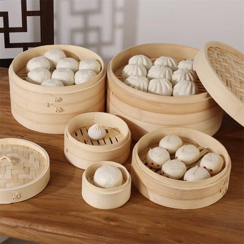 Bamboo Steamer Basket Set with - Steamer Bamboo Set のレビューと価格