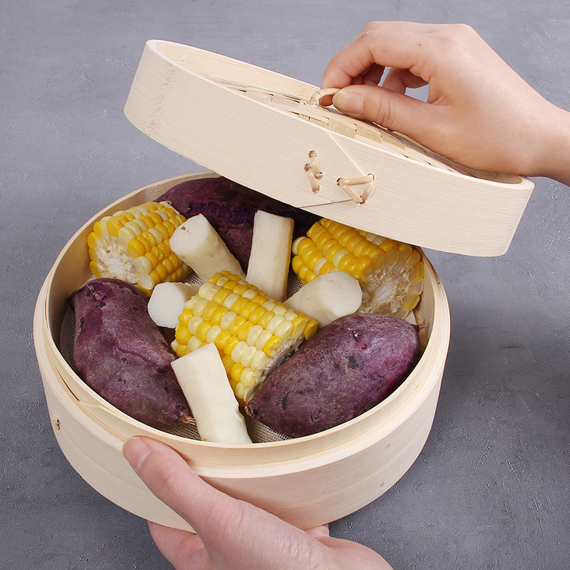 Bamboo Steamer Basket Set with - Steamer Bamboo Set のレビューと価格