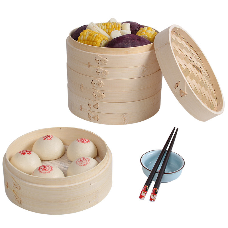 Bamboo Steamer Basket Set with - Steamer Bamboo Set のレビューと価格