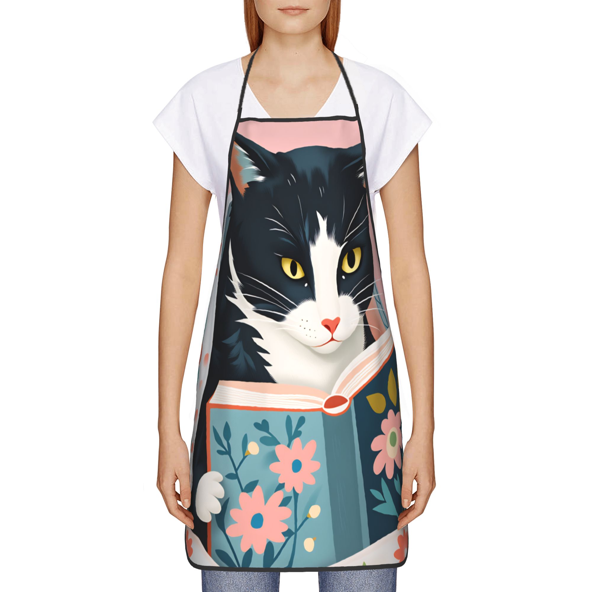 Whimsical Reading Cat Apron  F - Home Cooking Reading のレビューと価格