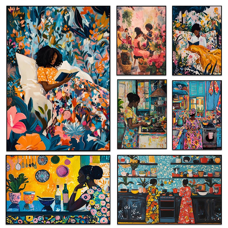 Abstract Vivid African Girl Co - Home Cooking Reading のレビューと価格